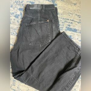 Free People We the Free Good Luck Mid-rise Black Barrel Jeans